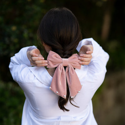 Moño - Large Pink Bow / pearls