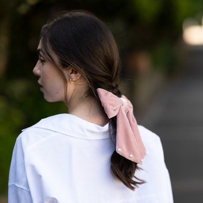 Moño - Large Pink Bow / pearls