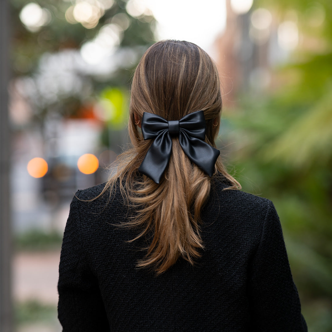 Moño - Mini Large cuerina negro