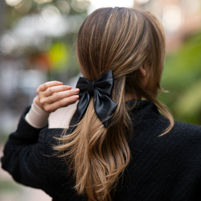 Moño - Mini Large cuerina negro