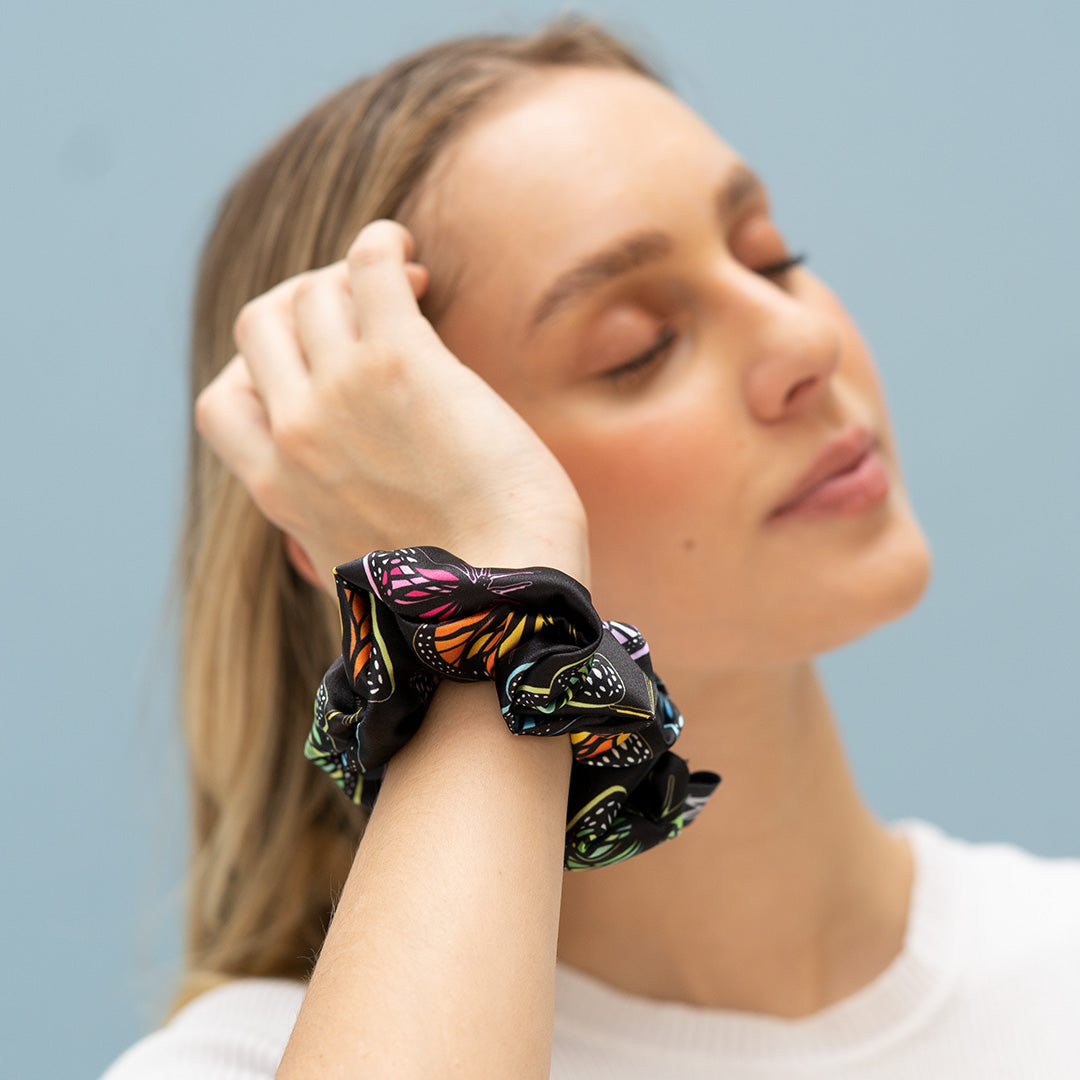 Scrunchie - Black Butterflies Petit