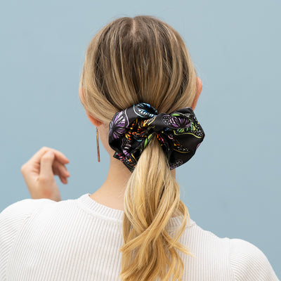 Scrunchie - Black Butterflies Medium