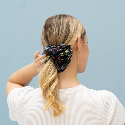 Scrunchie - Black Butterflies Medium