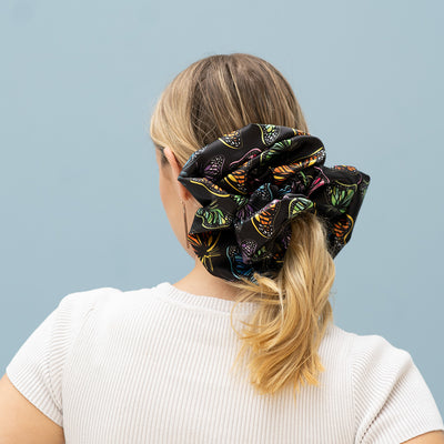 Scrunchie - Black Butterflies Oversized