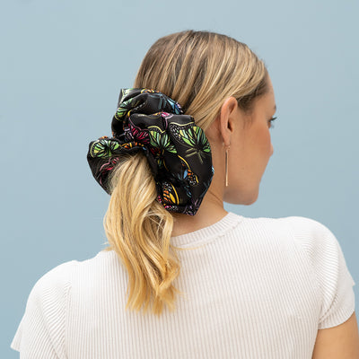 Scrunchie - Black Butterflies Oversized