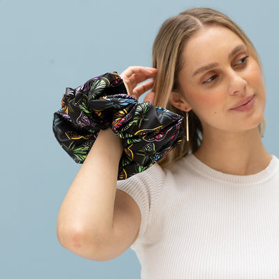 Scrunchie - Black Butterflies Oversized