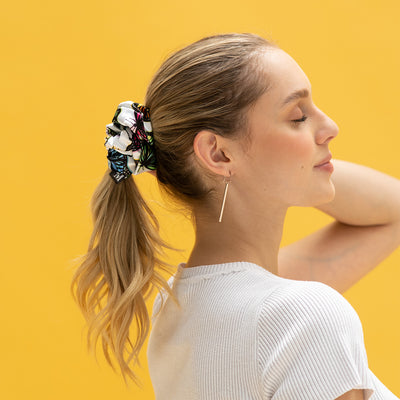 Scrunchie - White Butterflies Medium